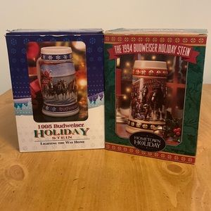 Set of two Budweiser holiday stein’s new inbox with certificate of authenticity